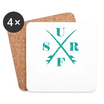 Surf Surfing Water Sports Surfboard - Coasters (set of 4) - white - Front