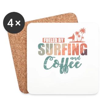 Fueled by Surfing and Coffee Surfboard - Coasters (set of 4) - white - Front