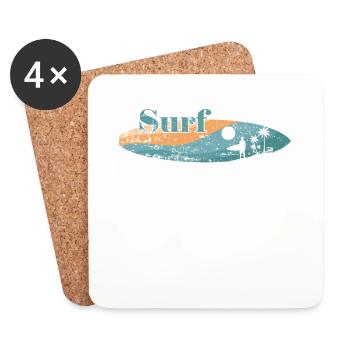 Surf Surf Surf Planche de surf Sports nautiques - Dessous de verre (lot de 4) - blanc - Devant
