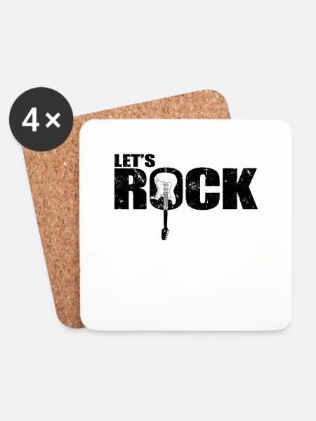 Let’s Rock Gitarre Musikstil Genre Rockband - Untersetzer (4er-Set) - Weiß
