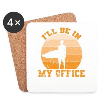 Je serai dans mon bureau Planche de surf - Dessous de verre (lot de 4) - blanc - Devant