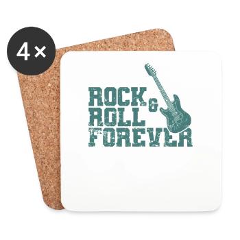 Rock and Roll Forever Musik Genre Gitarre - Untersetzer (4er-Set) - Weiß - Vorne