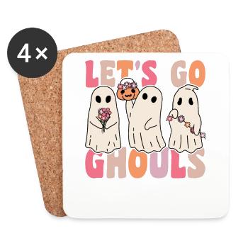 Allons goules groovy fantôme avec des fleurs vintage - Dessous de verre (lot de 4) - blanc - Devant