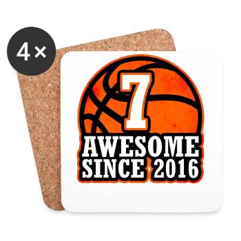 Anniversaire de basket 7 ans - Dessous de verre (lot de 4) - blanc - Devant