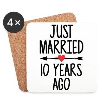 Just Married 10 Years Ago 10th Wedding Anniversary - Untersetzer (4er-Set) - Weiß - Vorne
