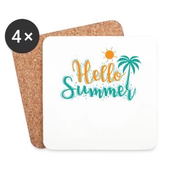 Hello Summer Holiday Leisure Holidays Travel - Coasters (set of 4) - white - Front