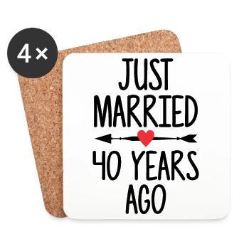 Just Married 40 Years Ago 40th Wedding Anniversary - Untersetzer (4er-Set) - Weiß - Vorne