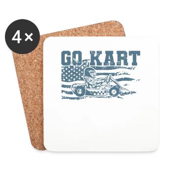 Go Kart Kart Track Race Track Sport - Dessous de verre (lot de 4) - blanc - Devant