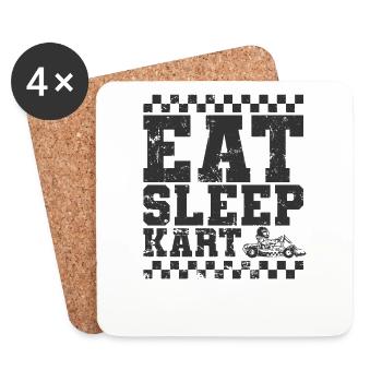 Eat Sleep Kart Race Go-Kart Race Piste de course - Dessous de verre (lot de 4) - blanc - Devant