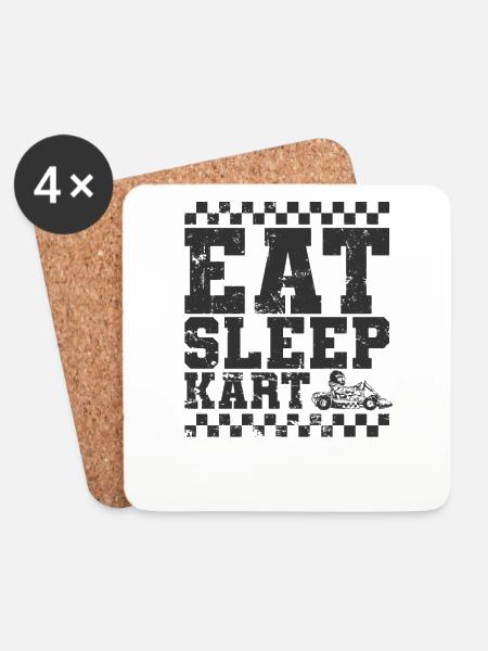 Eat Sleep Kart Rennen Gokart Rennstrecke - Untersetzer (4er-Set) - Weiß