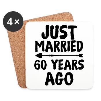 Just Married 60 Years Ago 60th Wedding Anniversary - Untersetzer (4er-Set) - Weiß - Vorne