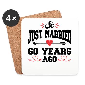 Just Married 60 Years Ago 60th Wedding Anniversary - Untersetzer (4er-Set) - Weiß - Vorne