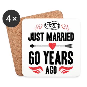 Just Married 60 Years Ago 60th Wedding Anniversary - Untersetzer (4er-Set) - Weiß - Vorne