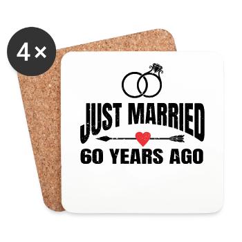 Just Married 60 Years Ago 60th Wedding Anniversary - Untersetzer (4er-Set) - Weiß - Vorne