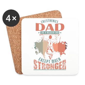 Calisthenics Papa est sauf beaucoup plus Fort - Dessous de verre (lot de 4) - blanc - Devant