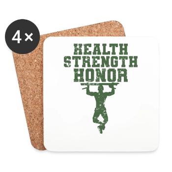 Health Strength Honor Fitness Workout - Untersetzer (4er-Set) - Weiß - Vorne