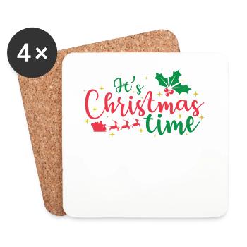 It's Christmas Time Family Time Christmas - Coasters (set of 4) - white - Front
