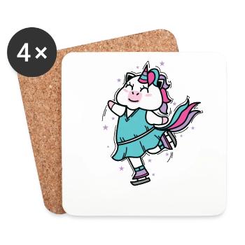 Licorne chevauche le patin à glace Créatures mythiques Sport - Dessous de verre (lot de 4) - blanc - Devant