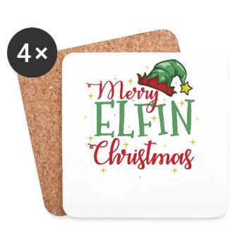Merry Elfin Christmas Xmas Weihnachten - Coasters (set of 4) - white - Front