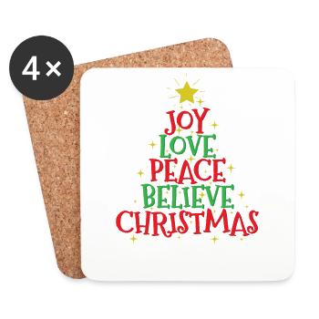 Joy Love Peace Believe Christmas X-mas - Untersetzer (4er-Set) - Weiß - Vorne