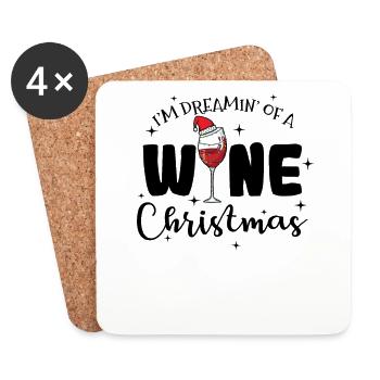 Je rêve d’un Noël au vin - Dessous de verre (lot de 4) - blanc - Devant