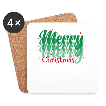 Merry Christmas Weihnachten Xmas - Coasters (set of 4) - white - Front