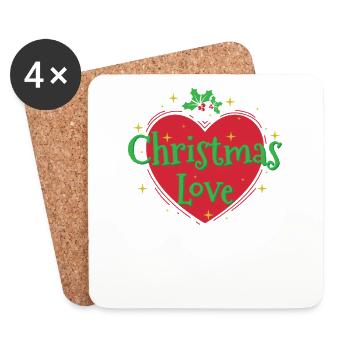 Noël Amour Noël Famille - Dessous de verre (lot de 4) - blanc - Devant