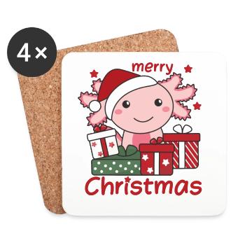 Axolotl Weihnachten Geschenk Winter Tiere Axolotl - Untersetzer (4er-Set) - Weiß - Vorne