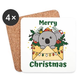 Koala Lettre de Noël Animaux d’hiver Koalas - Dessous de verre (lot de 4) - blanc - Devant