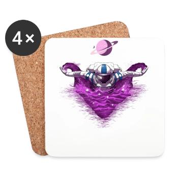 Space Astronaut Swimming - Coasters (set of 4) - white - Front