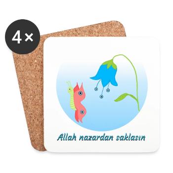 Nazar Evil Eye Protective Amulet Butterfly - Coasters (set of 4) - white - Front