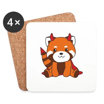 Panda rouge Halloween Mignon Diable Sorcière Costume - Dessous de verre (lot de 4) - blanc - Devant