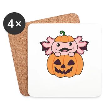 Axolotl Halloween Pumpkin Bat Costume - Coasters (set of 4) - white - Front