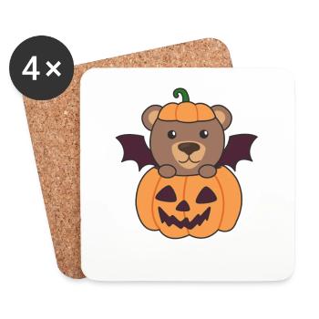 Costume de chauve-souris citrouille d’Halloween - Dessous de verre (lot de 4) - blanc - Devant