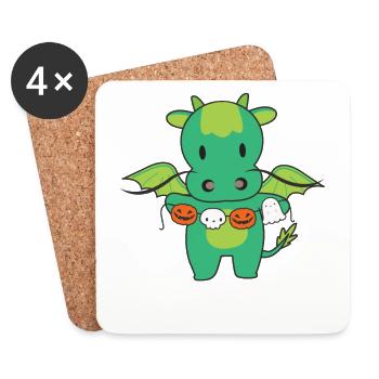 Dragon Happy Halloween Pumpkin Bat Costume - Coasters (set of 4) - white - Front