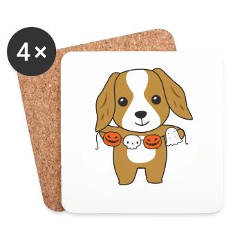 Cocker Spaniel Happy Halloween Dog Costume - Dessous de verre (lot de 4) - blanc - Devant