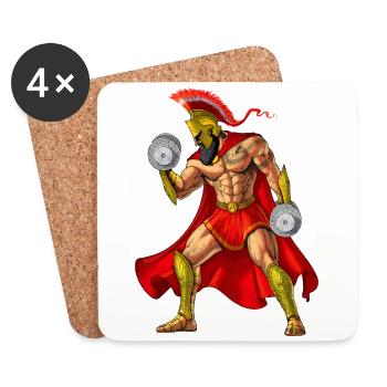 Spartan Warrior Bodybuilder - Untersetzer (4er-Set) - Weiß - Vorne