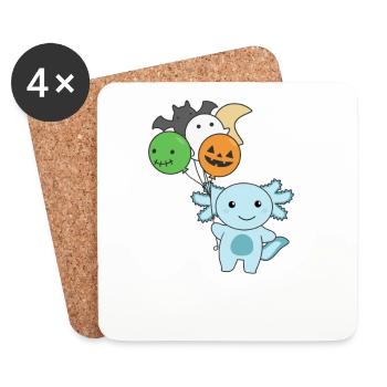 Axolotl Halloween Ballons Enfants MignonS Axolotls - Dessous de verre (lot de 4) - blanc - Devant