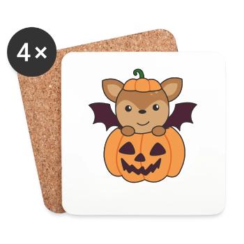 Cerf Halloween Citrouille Chauve-souris Déguisement - Dessous de verre (lot de 4) - blanc - Devant