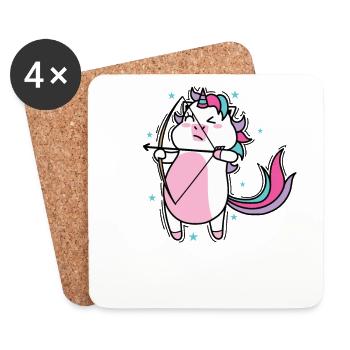 Unicorn in archery Mythical creatures Sport - Coasters (set of 4) - white - Front