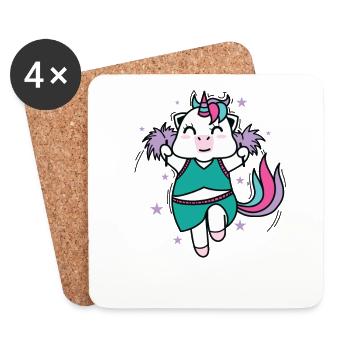 pom-pom girl licorne créature mythique sport - Dessous de verre (lot de 4) - blanc - Devant