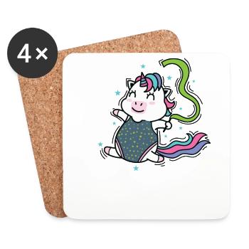 Licorne Danse Créature mythique Sports - Dessous de verre (lot de 4) - blanc - Devant
