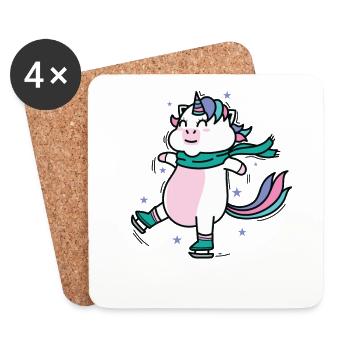 Unicorn makes figure skating mythical creature sport - Coasters (set of 4) - white - Front