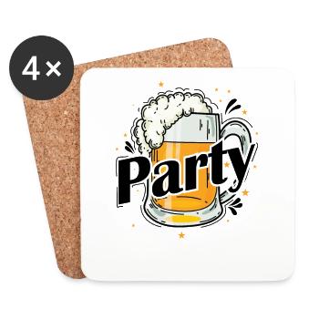 Party with beer celebrations dancing music friends - Coasters (set of 4) - white - Front