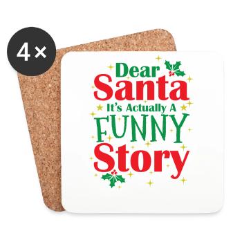 Dear Santa It's actually a funny Story - Coasters (set of 4) - white - Front