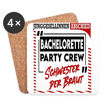 Junggesellinnenabschied Schwester der Braut Sister - Untersetzer (4er-Set) - Weiß - Vorne