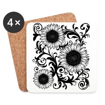 Baroque Esthétique Tournesol Motif Dark Academia - Dessous de verre (lot de 4) - blanc - Devant