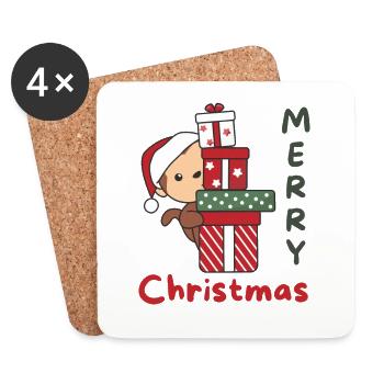 Monkey Christmas Gift Winter Animals Monkeys - Coasters (set of 4) - white - Front