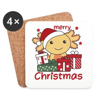 Axolotl Cadeau de Noël Animaux d’hiver Axolotl - Dessous de verre (lot de 4) - blanc - Devant