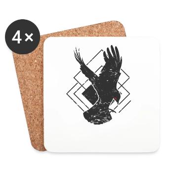 Raven at the landing Crow animal bird - Coasters (set of 4) - white - Front